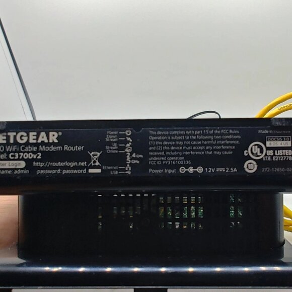 NETGEAR C3700 N600 Wireless WiFi Docsis 3.0 Cable Modem Router Black BX1423 - Picture 4 of 5